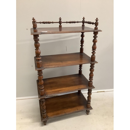 66 - A small late Victorian mahogany three tier buffet, width 70cm, depth 38cm, height 103cm, together wi... 