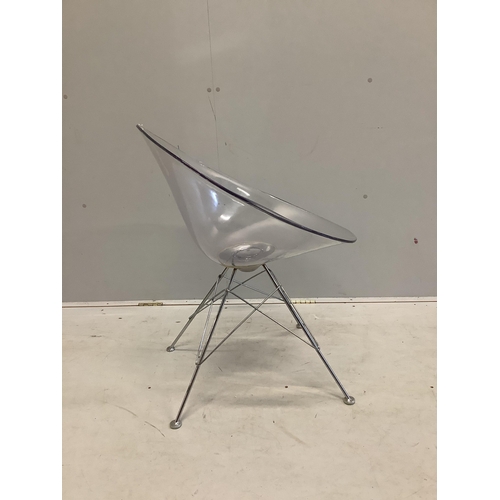 75 - A Philip Starck style Eros transparent chair on Eiffel Tower base, width 61cm, depth 60cm, height ... 