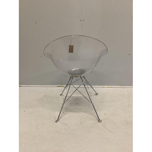 75 - A Philip Starck style Eros transparent chair on Eiffel Tower base, width 61cm, depth 60cm, height ... 