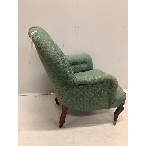 8 - A Victorian rosewood spoonback armchair, width 68cm, depth 68cm, height 90cm. Condition - fair... 