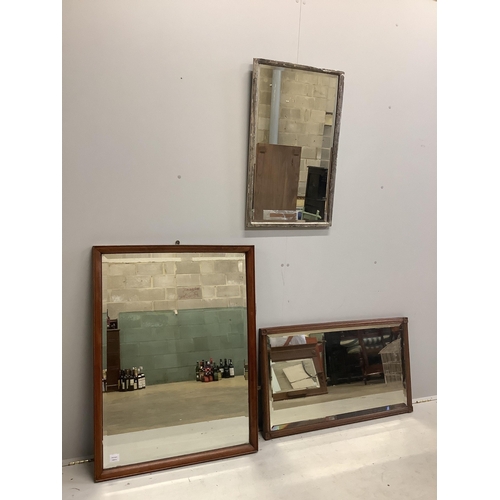 82 - Three Victorian and later rectangular wall mirrors, largest width 76cm, height 100cm. Condition - fa... 