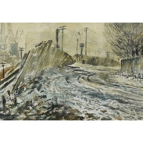 820 - A.H. Herbert, watercolour, Industrial landscape signed, 35 x 50cm. Condition - fair to good