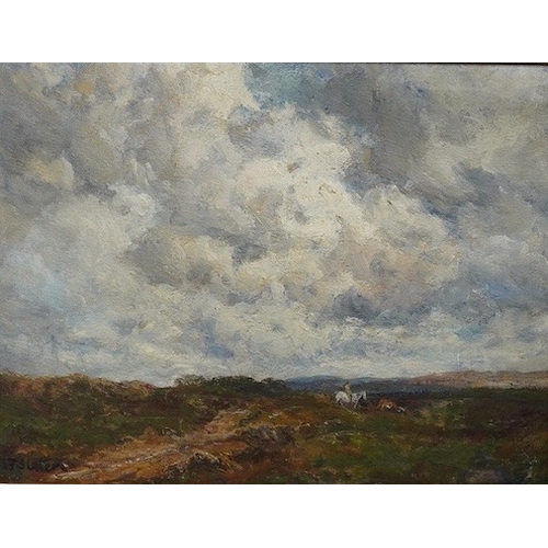 823 - J.R. Slater, Impressionist oil on board, Stormy landscape, 33 x 42cm. Condition - good