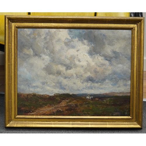 823 - J.R. Slater, Impressionist oil on board, Stormy landscape, 33 x 42cm. Condition - good