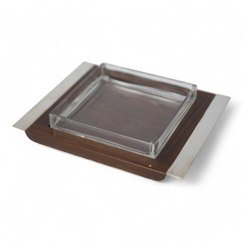 826 - A modern Asprey & Co silver mounted hardwood dish with glass insert, London, 2006, 17.4cm. Condition... 