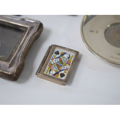 837 - Four small mounted photograph frames, including a double by Saunders & Shepherd, Birmingham, 1905, 4... 