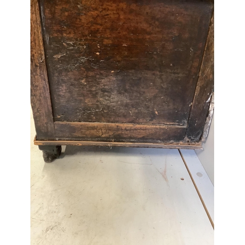 85 - A George III oak dresser with boarded rack, width 168cm, depth 46cm, height 204cm. Condition - poor,... 