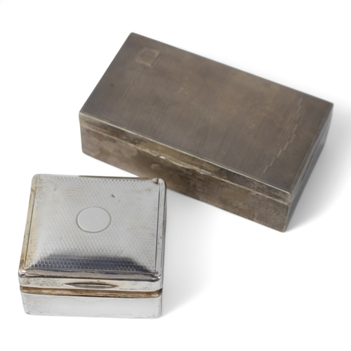 855 - An Art Deco silver mounted rectangular cigarette box, with engraved inscription, Birmingham, 1935, 1... 