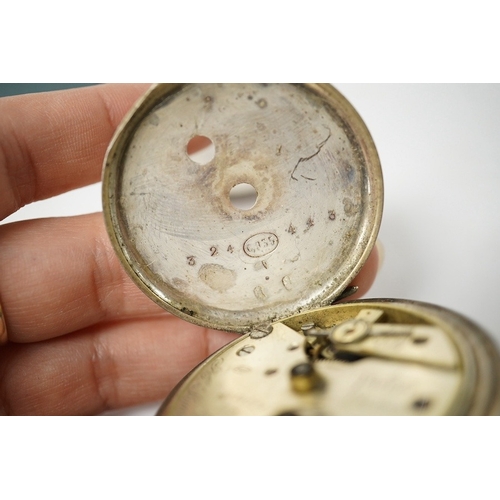 933 - A George V Waltham silver open faced key wind pocket watch (a.f.), a 935 white metal open faced pock... 