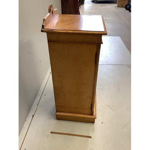 98 - A late Victorian Gothic revival ebony inlaid, bird's eye maple bedroom suite, manner of Charles Beva... 