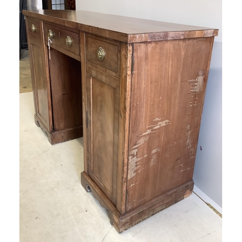 1007 - A George IV mahogany sideboard, width 132cm, depth 49cm, height 91cm. Condition - fair