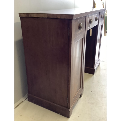 1007 - A George IV mahogany sideboard, width 132cm, depth 49cm, height 91cm. Condition - fair