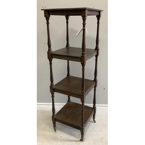 1019 - A Victorian style pine four tier whatnot, width 42cm, depth 41cm, height 127cm. Condition - fair... 