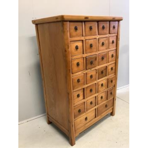 1021 - A Chinese hardwood 26 drawer medicine chest, width 84cm, depth 56cm, height 128cm. Condition - good... 