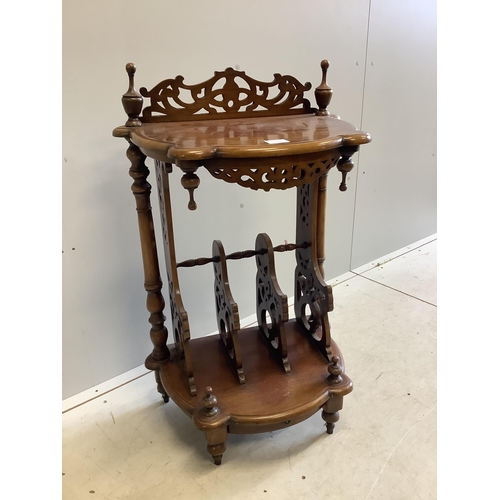 1024 - A Victorian style mahogany Canterbury side table, width 56cm, depth 37cm, height 90cm. Condition - f... 