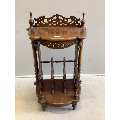 1024 - A Victorian style mahogany Canterbury side table, width 56cm, depth 37cm, height 90cm. Condition - f... 