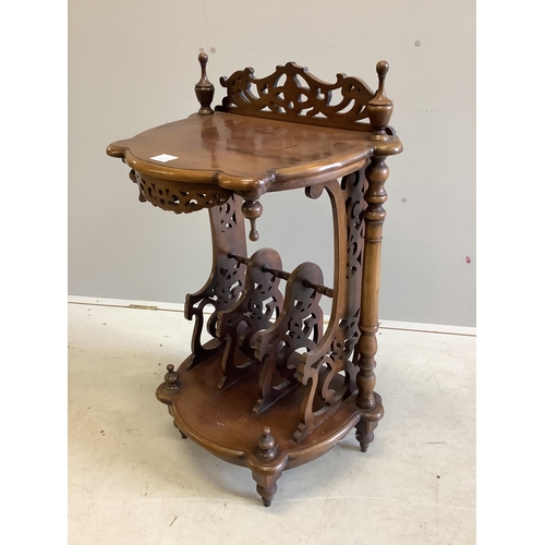 1024 - A Victorian style mahogany Canterbury side table, width 56cm, depth 37cm, height 90cm. Condition - f... 