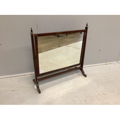 1028 - An early 20th century mahogany skeleton frame toilet mirror, width 70cm, height 71cm. Condition - po... 