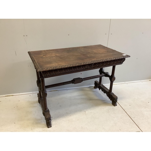 1029 - A late Victorian Flemish carved oak side table, width 108cm, depth 62cm, height 75cm. Condition - fa... 