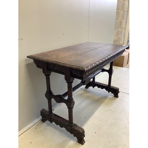 1029 - A late Victorian Flemish carved oak side table, width 108cm, depth 62cm, height 75cm. Condition - fa... 