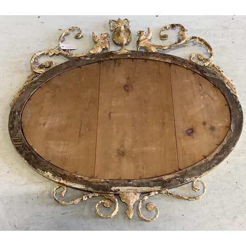 1041 - An Edwardian Sheraton Revivial oval giltwood and composition wall mirror, width 86cm, height 90cm. C... 