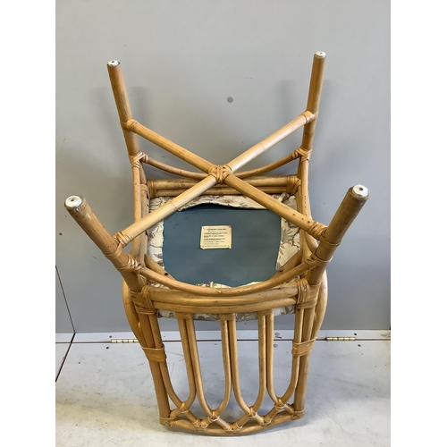 1043 - A set of four bamboo conservatory chairs, width 50cm, depth 46cm, height 92cm. Condition - good... 