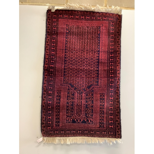 1048 - A Belouch prayer rug and an Afghan rug, larger 136 x 87cm. Condition - fair