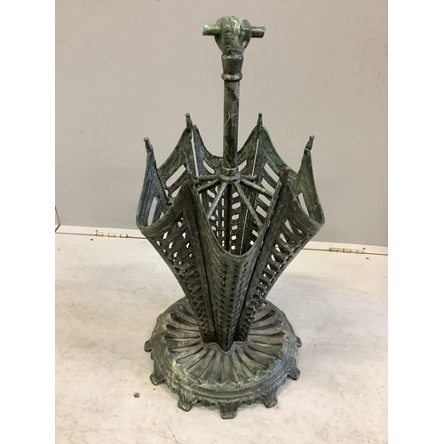 1050 - A painted cast metal umbrella shaped stick stand, height 75cm. Condition - fair