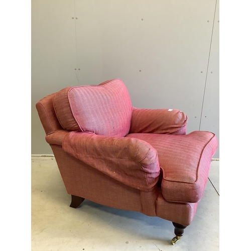 1051 - A modern Howard style upholstered armchair, width 90cm, depth 100cm, height 75cm. Condition - fair... 