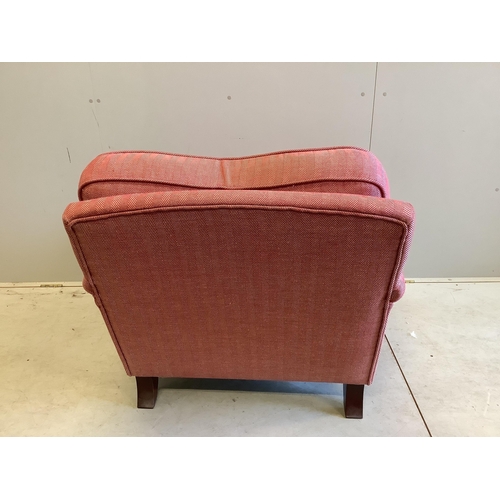 1051 - A modern Howard style upholstered armchair, width 90cm, depth 100cm, height 75cm. Condition - fair... 