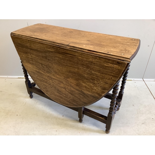 1054 - A 17th century style mahogany gate leg table, width 97cm, depth 37cm, height 72cm. Condition - fair... 