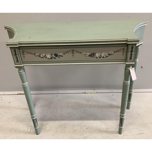 1056 - An 18th century style painted console table, width 92cm, depth 32cm, height 77cm. Condition - fair t... 