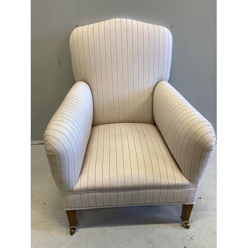 1058 - An Edwardian upholstered armchair, width 69cm, depth 75cm, height 90cm. Condition - good