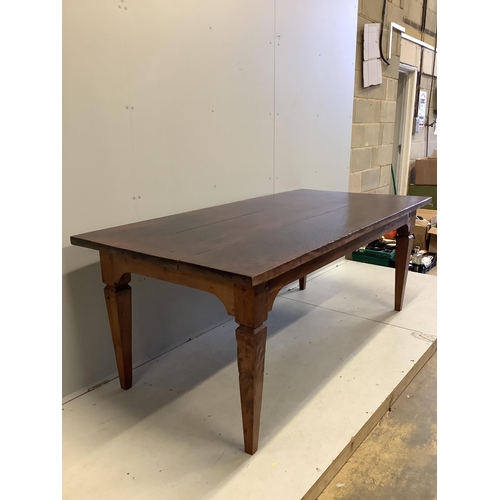 1072 - A rectangular French style hardwood dining table, width 205cm, depth 98cm, height 78cm. Condition - ... 