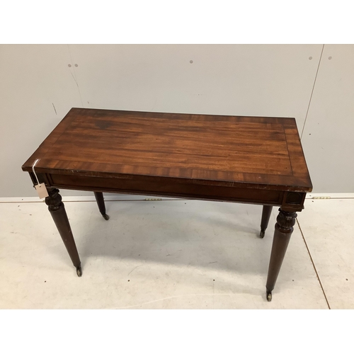 1097 - A George III rectangular mahogany side table, width 106cm, depth 48cm, height 73cm. Condition - fair... 