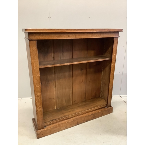 1098 - A late Victorian oak open bookcase, width 110cm, depth 28cm, height 117cm. Condition - fair