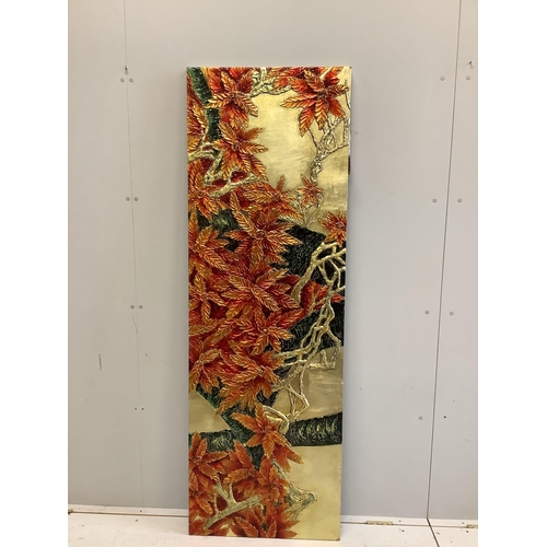 1114 - A decorative rectangular floral relief wall panel, width 60cm, height 180cm. Condition - fair to goo... 