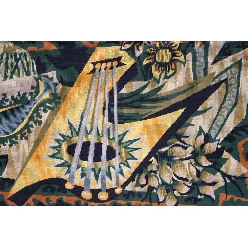 1306 - Attributed to Jean Picart Le Doux (1902-1982), 'Paysage avec tournesols et poissons' embroidered nee... 