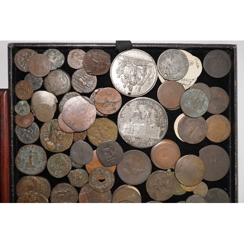 1459 - Roman AE coinage and various AE bank tokens and world coins, together with various 19th century comm... 