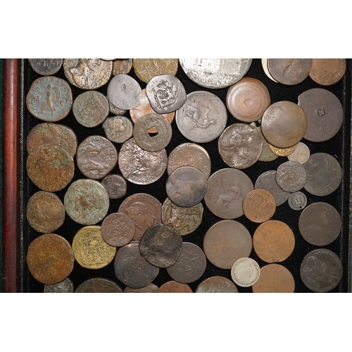 1459 - Roman AE coinage and various AE bank tokens and world coins, together with various 19th century comm... 