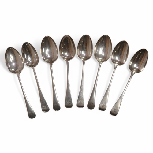 1830 - Five Victorian silver Old English pattern dessert spoons, by George Adams, London, 1880 and three ot... 