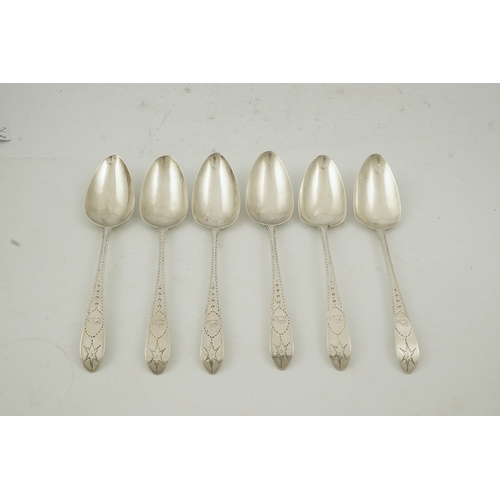 1830 - Five Victorian silver Old English pattern dessert spoons, by George Adams, London, 1880 and three ot... 