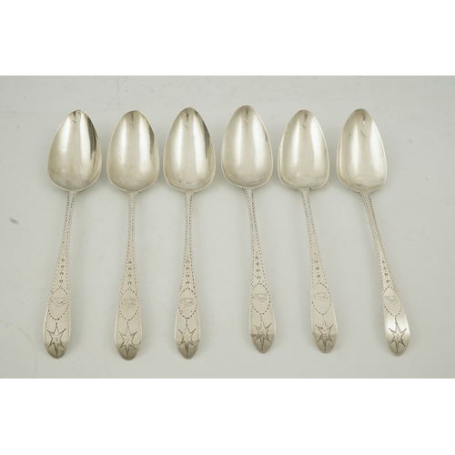 1830 - Five Victorian silver Old English pattern dessert spoons, by George Adams, London, 1880 and three ot... 