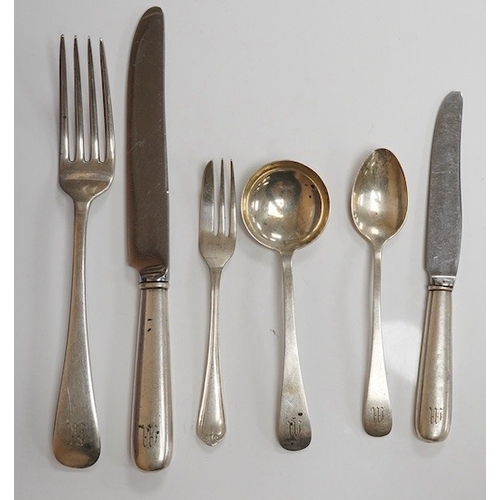 1831 - A part canteen of American sterling cutlery comprising thirty eight items, together with nine white ... 