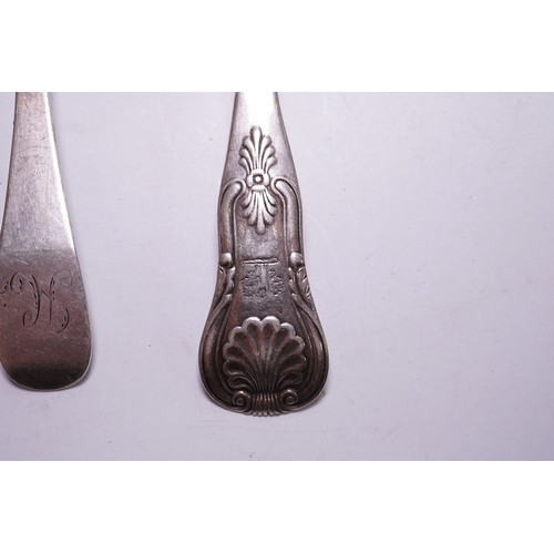 1842 - Five assorted 19th century Scottish silver condiment spoons, various dates and makers, a pair of Geo... 