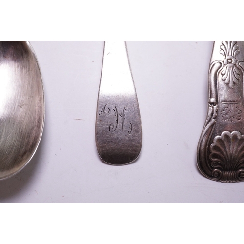 1842 - Five assorted 19th century Scottish silver condiment spoons, various dates and makers, a pair of Geo... 