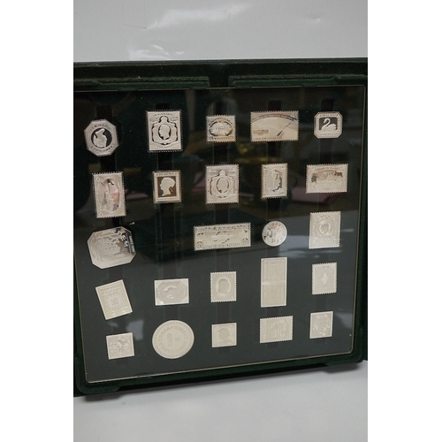 1844 - A modern cased set of the 'Official Sterling Silver Proofs of the Worlds Greatest Stamps', 18oz, wit... 