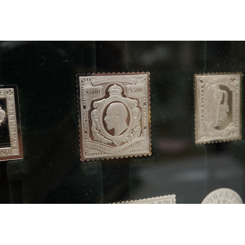 1844 - A modern cased set of the 'Official Sterling Silver Proofs of the Worlds Greatest Stamps', 18oz, wit... 