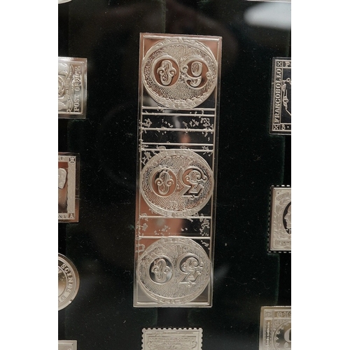 1844 - A modern cased set of the 'Official Sterling Silver Proofs of the Worlds Greatest Stamps', 18oz, wit... 