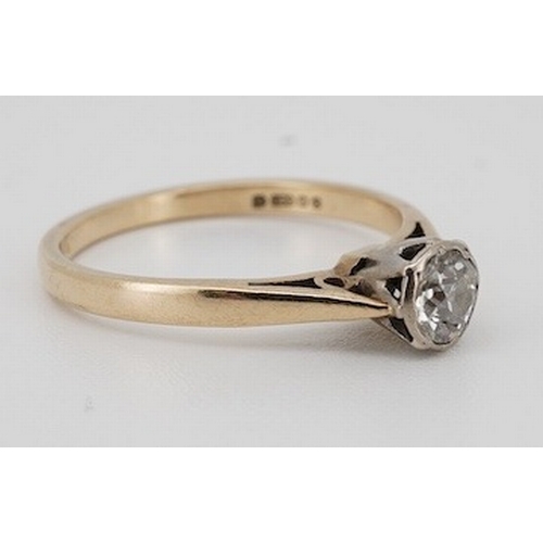 1903 - A solitaire diamond ring, collet-set with an antique circular-cut diamond weighing approximately 0.2... 